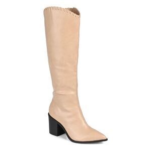 JOURNEE COLLECTION Womens Beige Daria Pointed Toe Block Heel Cowboy Boots 8.5